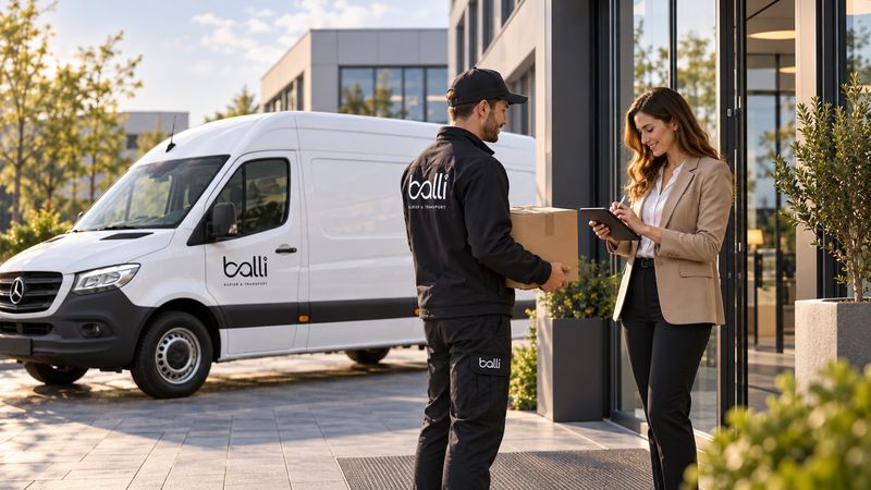Zustellung: balli Kurier lässt sich den Empfang per Tablet bestätigen