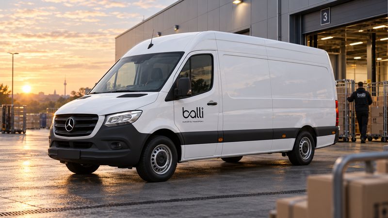 Tagesbeginn: balli Transporter trifft im Morgengrauen am Verladehof ein